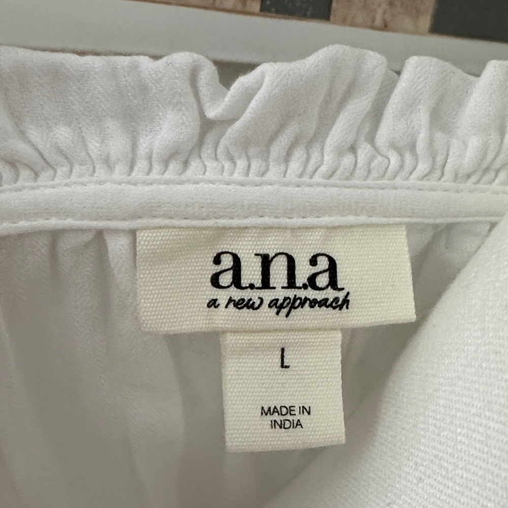a.n.a White Long Sleeve Lightweight Cotton Peasant Blouse - Picture 2 of 6